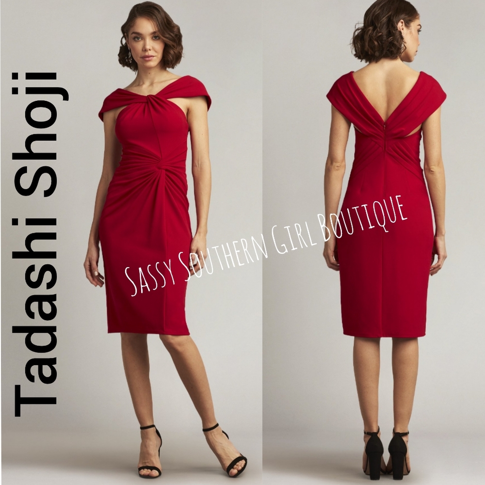 🆕⭐Tadashi Shoji red halter midi dress